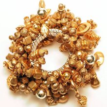 Double Size Gold Charm Bracelet 1980's Vintage