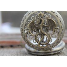 dragon antique mens pocket watch necklace jewelry