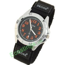 Dual Nylon Band Sports Water Resistant Orange Hands Men's Wrist Watch