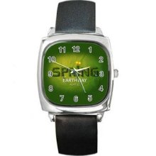 Earth Day Unisex Silver-Tone Square Metal Watch 12