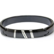 Edward Mirell Rapture Black Titanium and Diamonds Bangle Bracelet