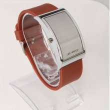 Elegant Arc Style Digital Display Led Wrist Watch Brown