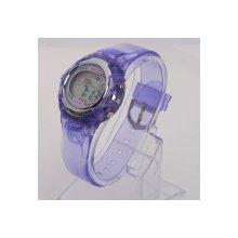 Elegant Digital Display LED Silicone Electronic Sport Wrist Watch Purple