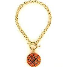 Emitations Lisa's Rhinestone Basketball Charm Toggle Bracelet,