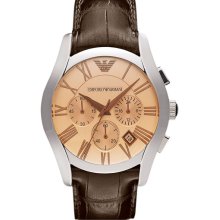 Emporio Armani 'Classic' Round Chronograph Watch Brown