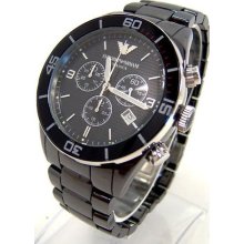 Emporio Armani Men's Ar1421 Black Ceramic Quartz Watch With Black Dial