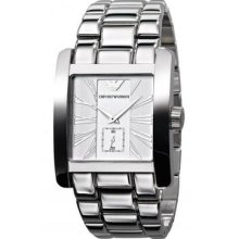 Emporio Armani Mens Silver Tone Watch Ar0182