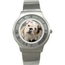 English Bulldog Stainless Steel Watch For Sport Men Wristwatch Fashion