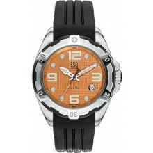 ESQ Gents Torrent Orange Dial Black Rubber Strap- Date 07301308