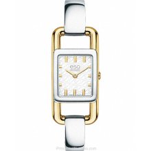 ESQ Movado Angle Bangle Two-Tone Watch - White Embossed Dial 07101399