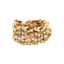 Ettika Rhinestone Wrap-Around Tan Ribbon Bracelet