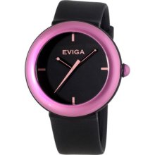 Eviga Cirkle Men's Watch in Black with Light Pink Bezel