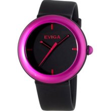 Eviga Cirkle Men's Watch in Black with Hot Pink Bezel