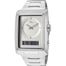 Evisu Watches Men's Shinzo Ivory Analog-Digital Dial Stainless Steel