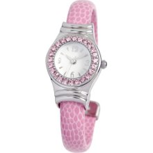 Ewatchfactory Birthstone Bangle Cuff Women's Quartz Watch With White Dial Analogue Display And Pink Plastic Or Pu Cuff 0701Bg0010