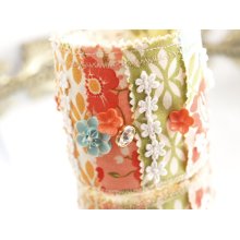 Fabric Cuff Bracelet Spring Bright Colors One-of-a-Kind Mixed Media Hand Sewn Wearable Art