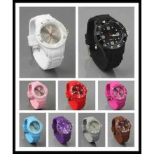 Fashion 23cm Soft Rubber Band Quartz Digital Wrist Watch For School Girls Boys