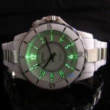 Fashion 7 Colors Flashlight Mens Lady Quartz White Wrist Watch