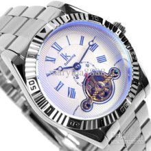 Fashion Change Color Case Skeleton Stainless Steel Automatic Men's W