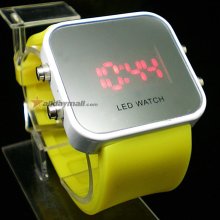 Fashion Digital LED Wrist Watch with Silicone Band (Yellow)