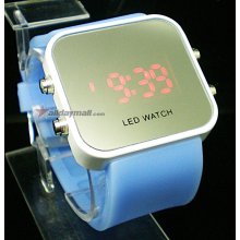 Fashion Digital LED Wrist Watch with Silicone Band (Light Blue)