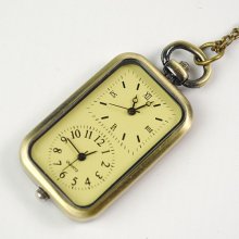 Fashion Double Movements Bronze Engraved Electronic Pocket Watch