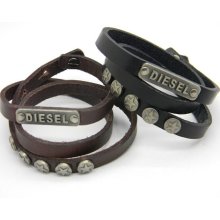 Fashion European Mens Womens Simple Metal Plate Charm Long Leather Bracelet