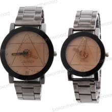 Fashion Men Women Analog Stainless Steel Couple Wrist Watch Unisex 2colors4