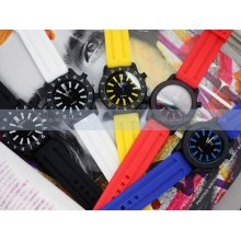 Fashion Mens Boys Big Letter Color Analog Silicone Outdoor Sports Quartz Watches