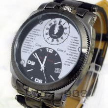 Fashion Mens Quartz Analog Dual Time Zone Business Ourdoor Watch