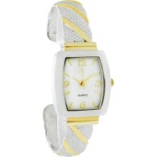 Fashion Quartz Ladies TwoTone Wheaton Finish Cuff Bracelet Watch GEN559