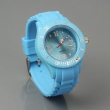 Fashion Rubber Band Quartz Digital Wrist Watch - Blue