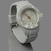 Fashion Rubber Band Quartz Digital Wrist Watch - Grey