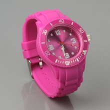 Fashion Rubber Band Quartz Digital Wrist Watch - Rose