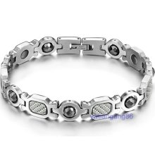 Fashion Stainless Steel Health Magnetic Bracelet Wrist Cuff Charm Men's Jewelry