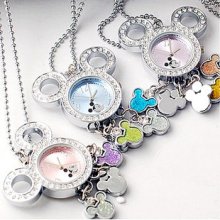 Fashion Sweater Necklace Mickey Mouse Pocket Watch Gift 559