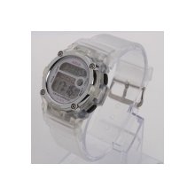 Fashion Waterproof Digital Display LED Silicone Electronic Sport Wrist Watch White