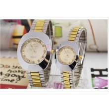 Fashion Women/men Wrist Watch Crystals Gold Silvery Steel Band Quartz