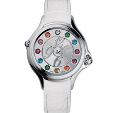 Fendi 'Crazy Carats' Teju Lizardskin Strap Watch White/ Multi