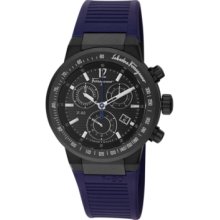 Ferragamo Watch, Mens Swiss Chronograph F-80 Blue Rubber Strap 44mm F5