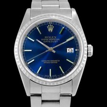 Fluted bezel rolex date just watch oyster perpetual blue stick dial rolex