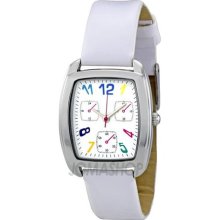 FMD White Dial White Faux Leather Strap Ladies Watch ZRT8001K ...