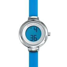 Fontenay Wrd331xv Women's Digital Quartz Round Watch With Blue Back And Blue Rubber Strap