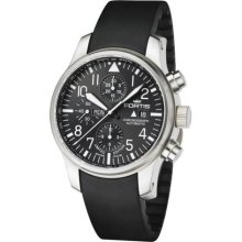 Fortis Men's 701.10.81 K F-43 Flieger Chronograph Black Automatic ...