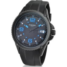 Forzieri Designer Men's Watches, Black & Blue Rubber Strap Date Watch