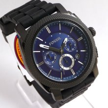 Fossil Chronograph Blue Dial/date Men's Black Watch - 3