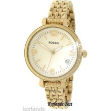 Fossil Heather Gold Tone Slim Bracelet 34 Mm Womens Watch Es3181