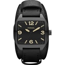 Fossil Jr1386 Roland Analog Stainless Black Leather Strap Men's Watch