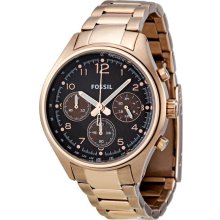 Fossil Ladies Rose Gold Tone Stainless Steel Case and Bracelet Chronograph Brown Dial CH2793