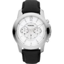 Fossil Men's & Women's Stainless Steel Case Black Leather Mineral Watch Fs4647